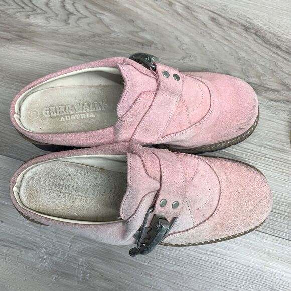 GEIER WALLY AUSTRIA Women’s 6-6.5 EU 37 US Suede Leather Mules Slides Clogs Pink - Picture 12 of 12